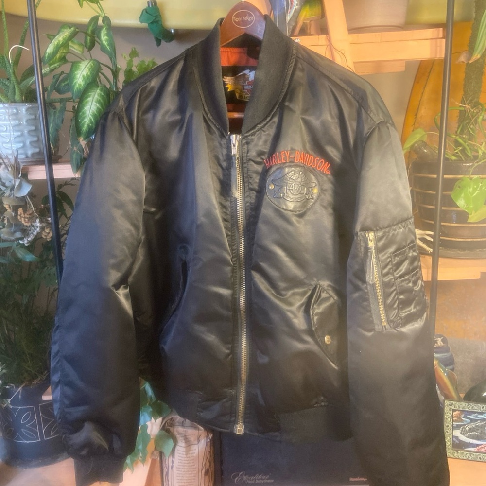 Harley-Davidson Black and Red Bomber Jacket